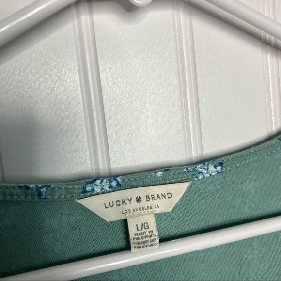 Lucky Brand Top Large Floral Square Neck Long Sleeve Boho Peasant Fall Casual - Picture 3 of 9